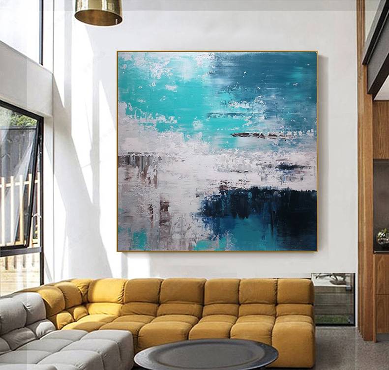 Green Sky Modern Abstract Canvas Artwork XD5Y3 wall art